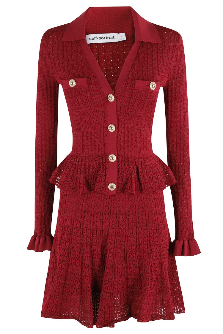 Self-Portrait Pointelle Knit Mini Dress