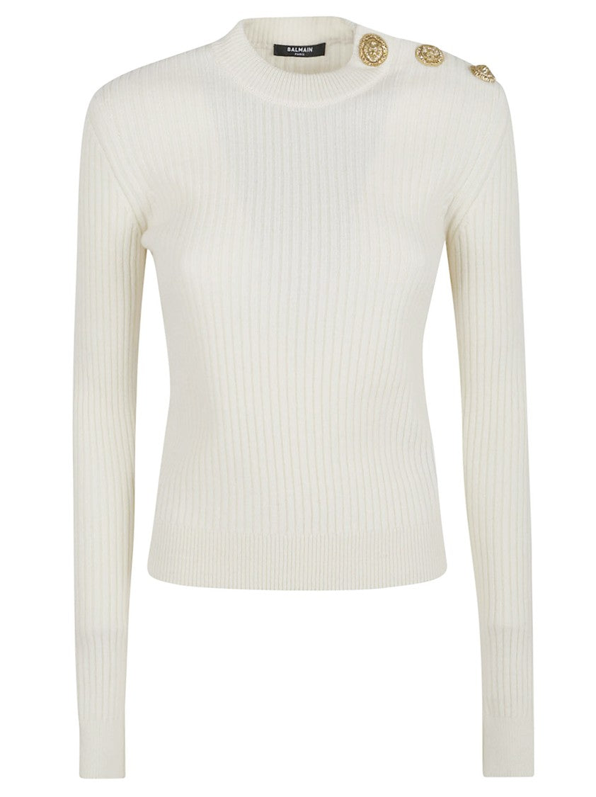 Balmain Ribbed Cashmere Blend Sweater