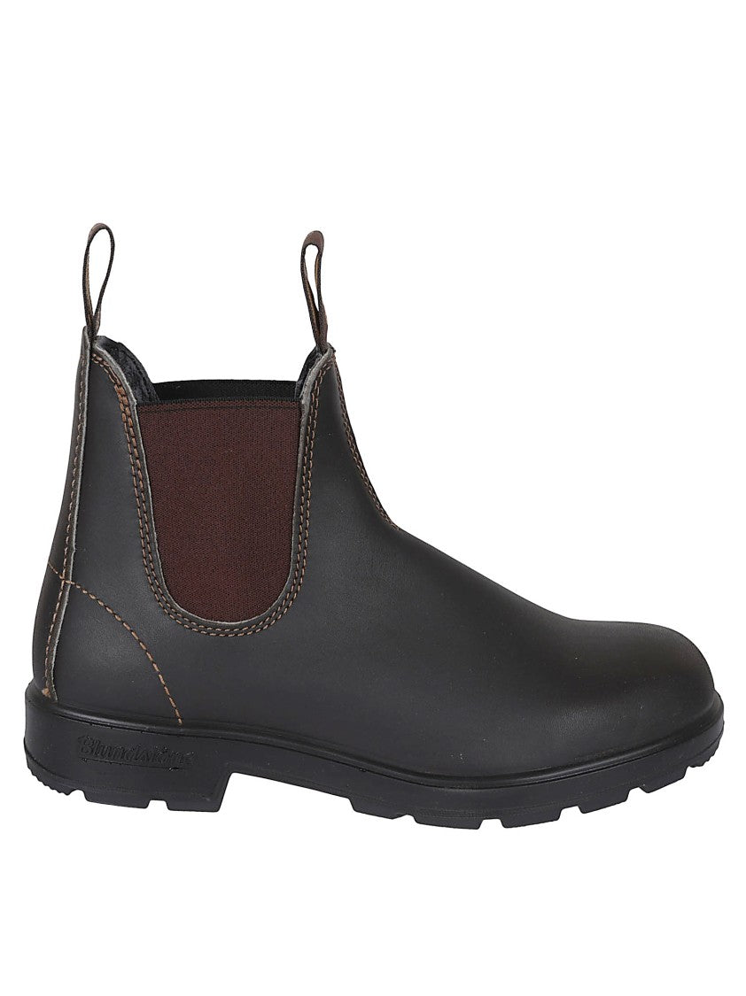 Blundstone Ankle-High Rustic Brown Leather Boots With Elastic Side Straps