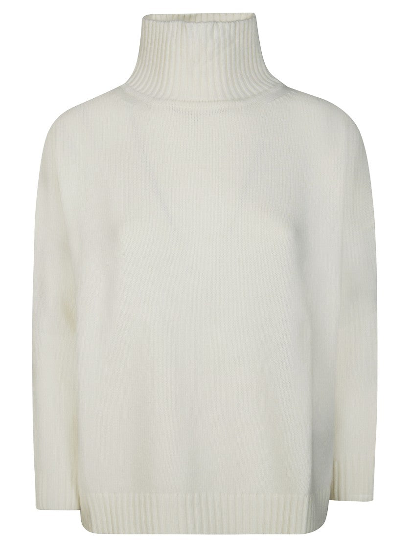 Max Mara High-Neck Knit Sweater With Ribbed Texture
