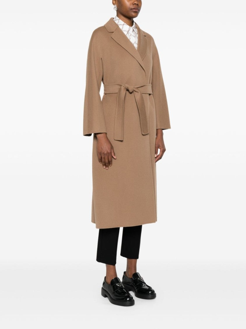 Max Mara Beige Long Coat With Notched Lapels