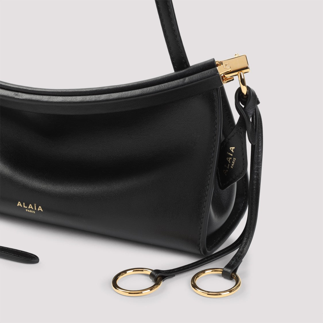 Alaïa Compact Black Calf Leather Shoulder Bag With Gold-Tone Hardware