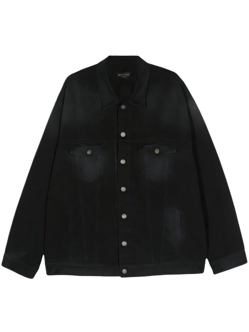 Balenciaga Relaxed Fit Denim Jacket With Bold Graphic Logo
