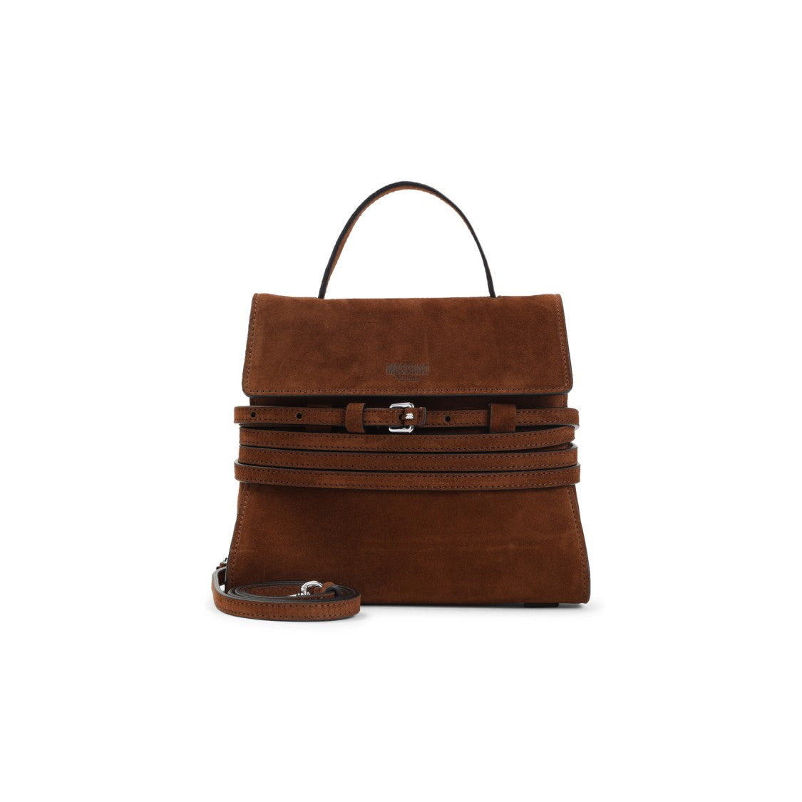 Moschino Brown Suede Leather Handbag