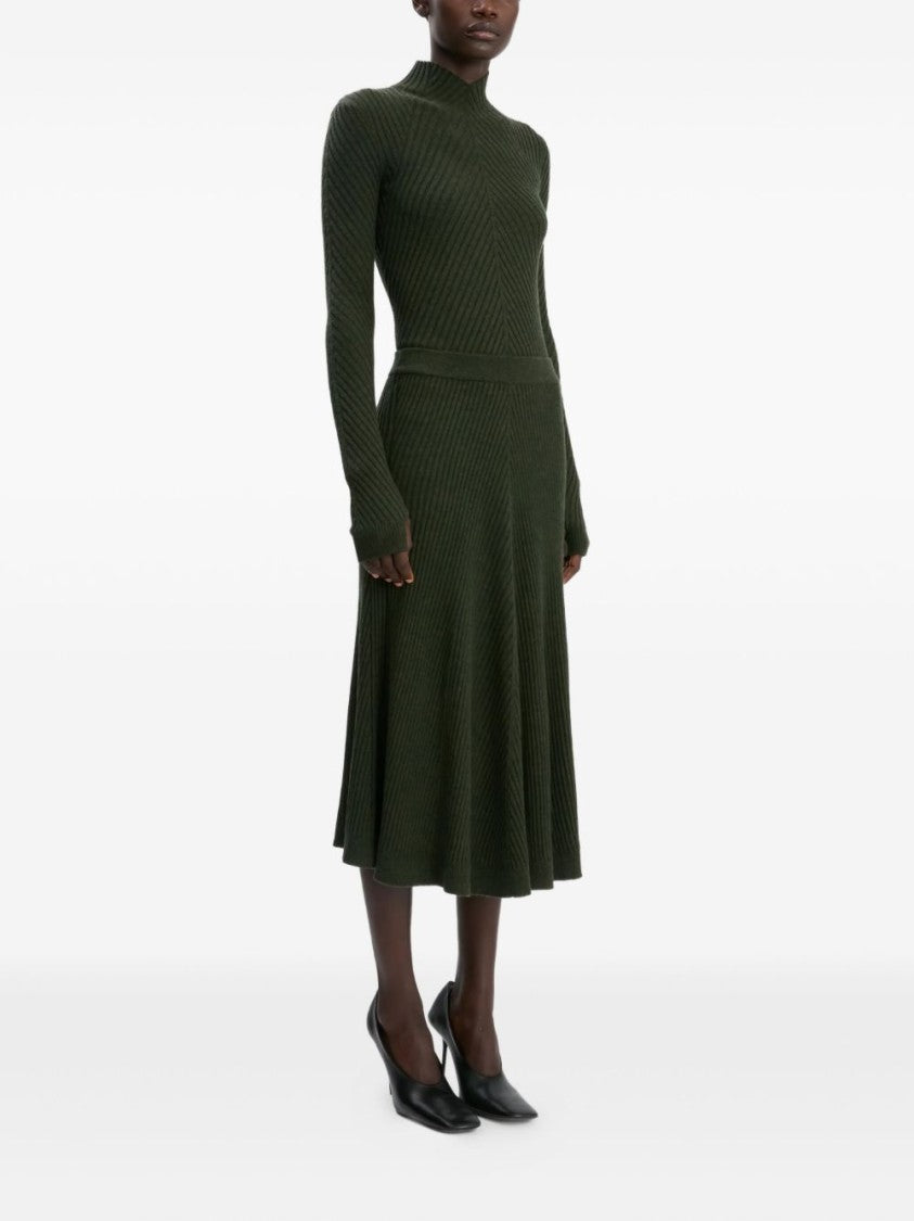Victoria Beckham Fitted Green Merino Wool Sweater