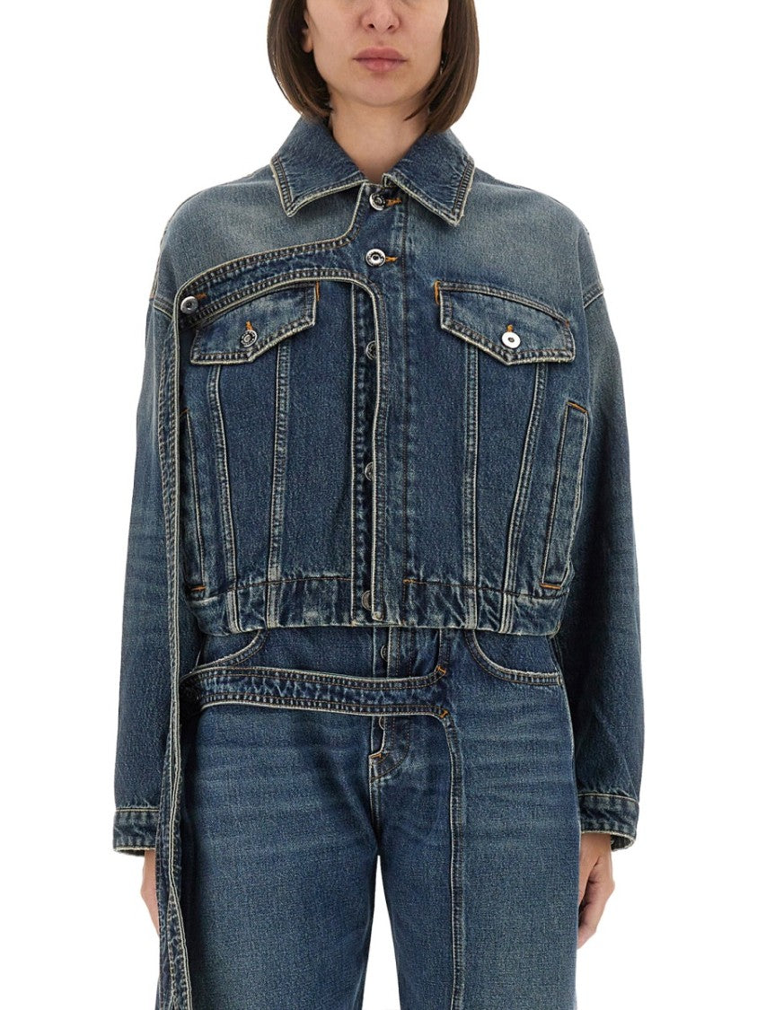 Jean Paul Gaultier Cropped Oversized Denim Jacket With Classic Collar