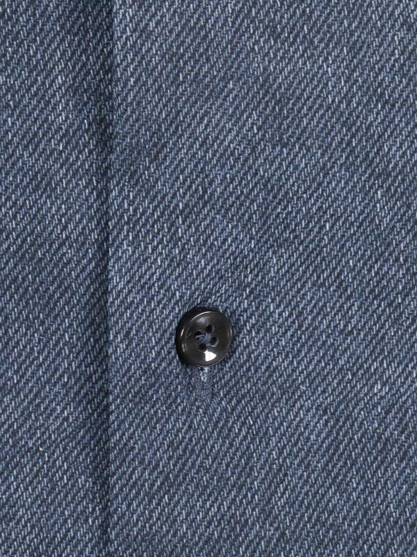Xacus Deep Blue Herringbone Long-Sleeve Shirt