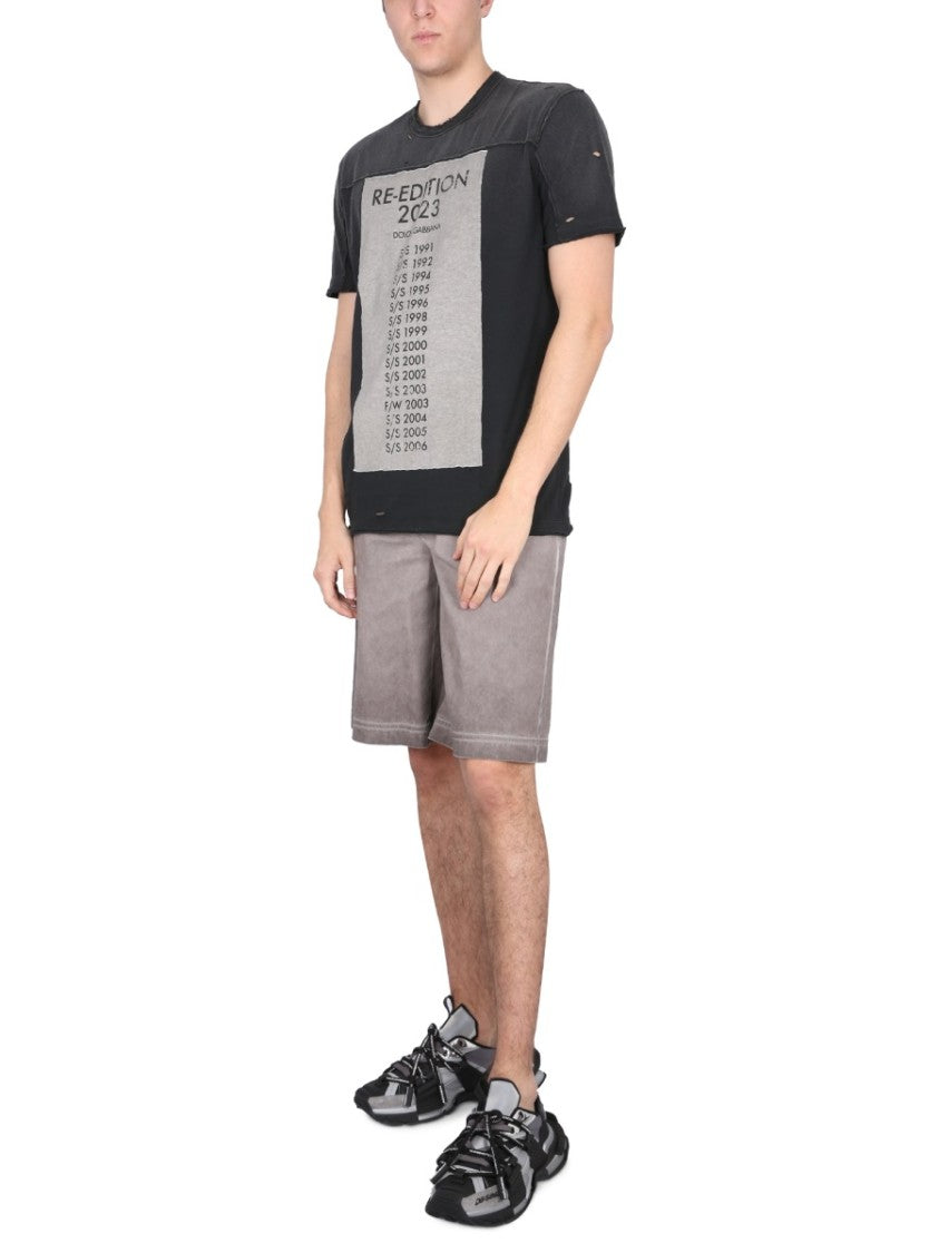 Dolce & Gabbana Bermuda Shorts With Logo Plaque