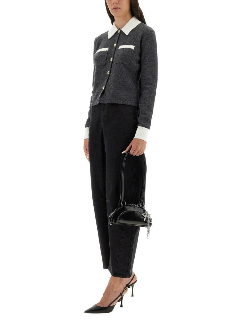 Self-Portrait Cardigan With Contrasting Collar
