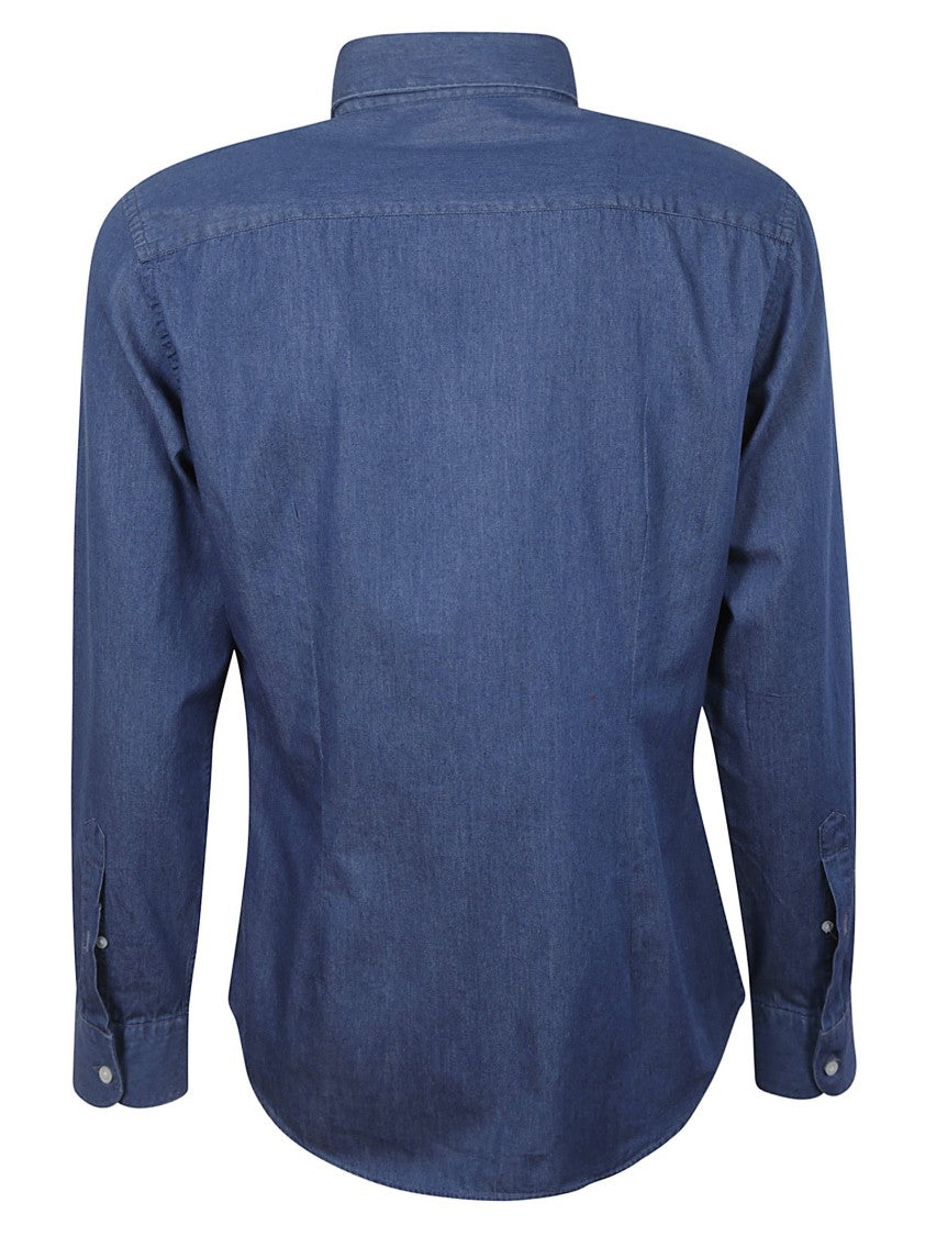 Fay Long-Sleeve Button-Up Shirt With Structured Collar