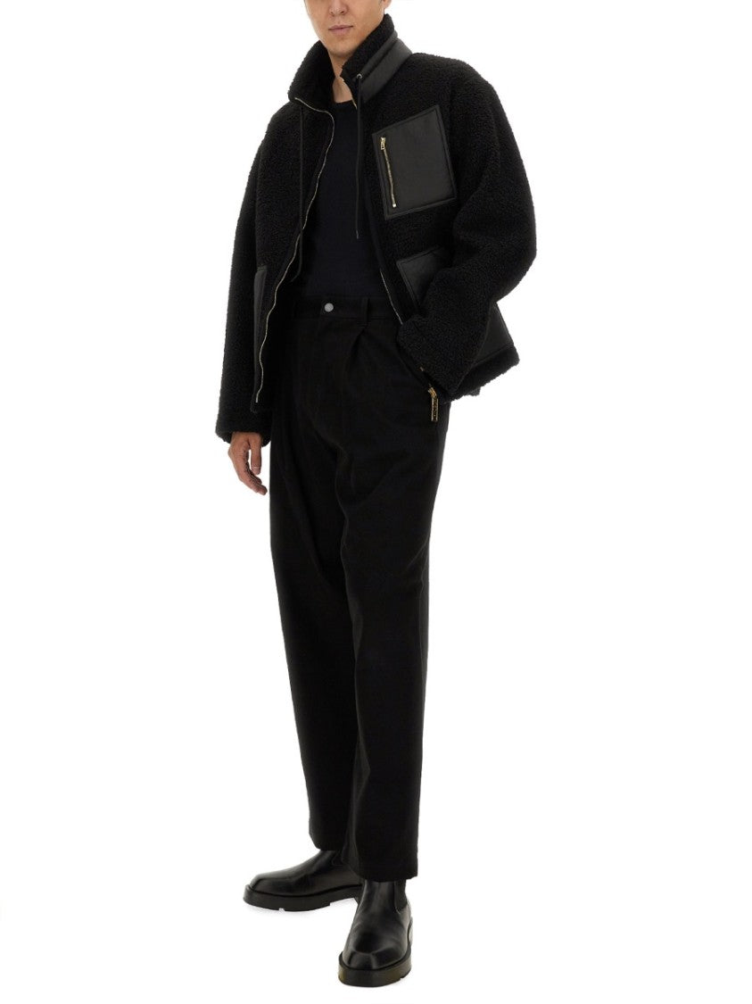 Moschino Textured Black Jacket With Zip Closure