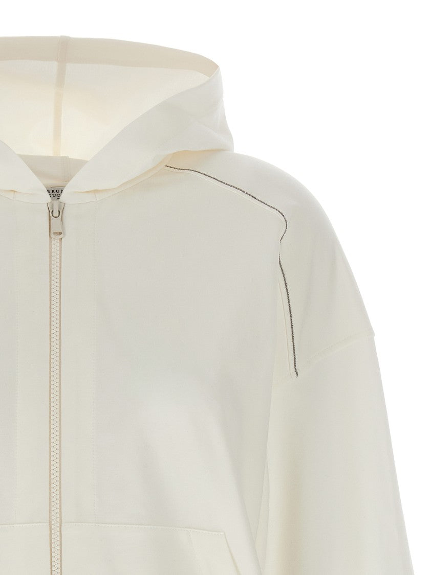 Brunello Cucinelli Gauze Cotton Hoodie With Monile Detail