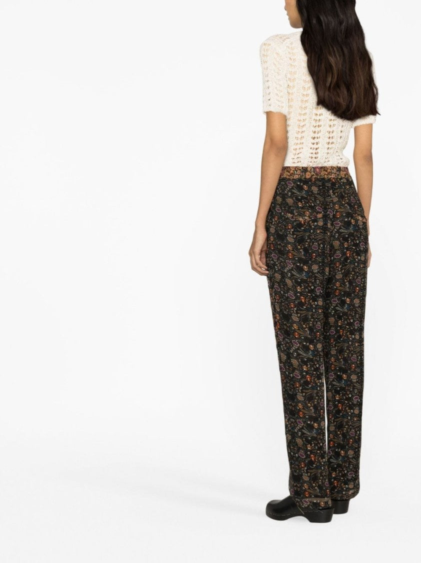 Isabel Marant Ozio Floral-Print Silk Trousers