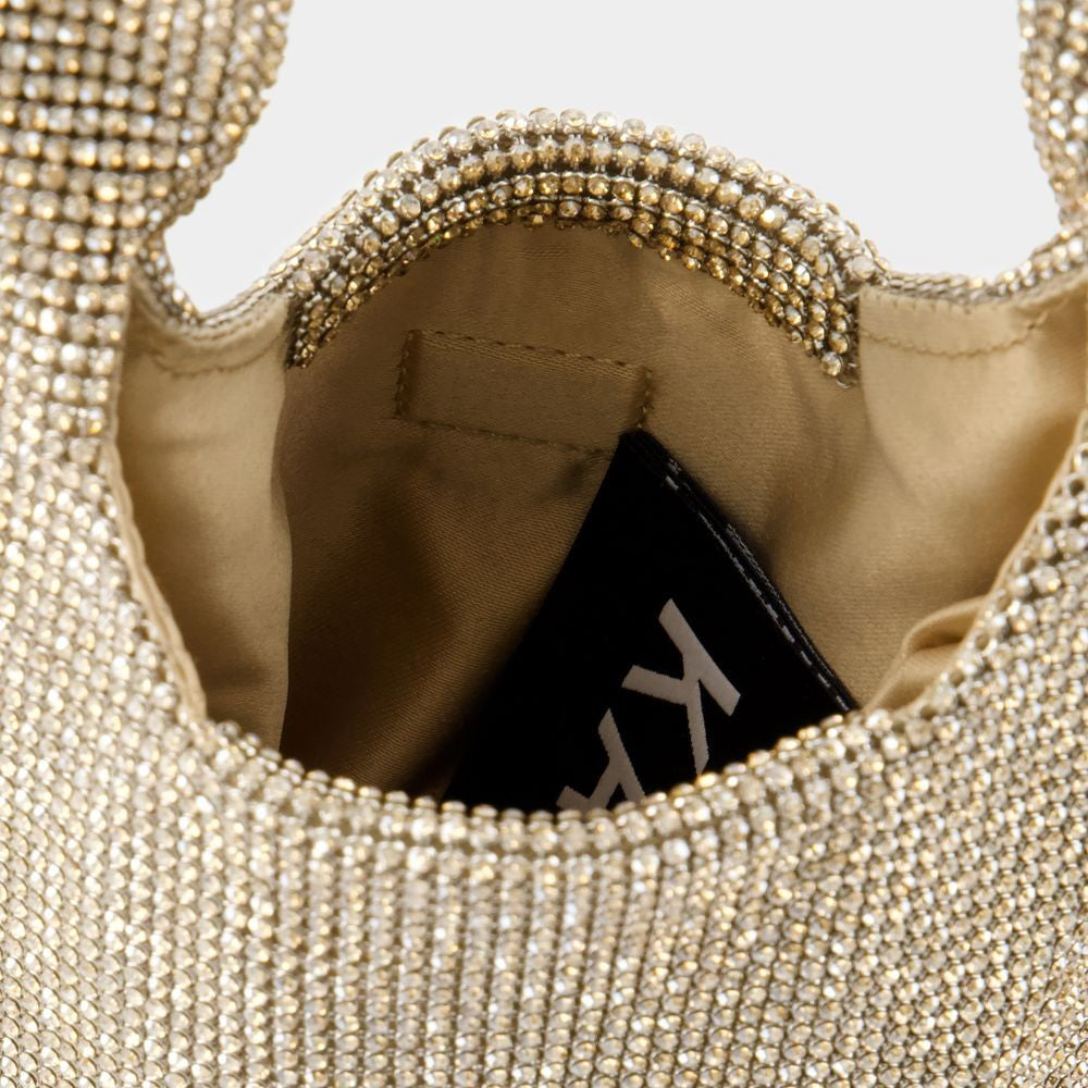 Kara Crystal Mesh Wine Cooler Shoulder Bag - Mesh - Beige