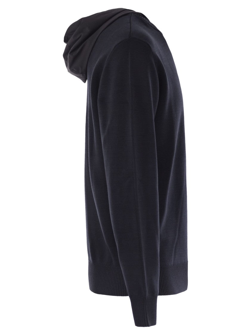 Herno Resort Double Cotton Knit And Nylon Hoodie