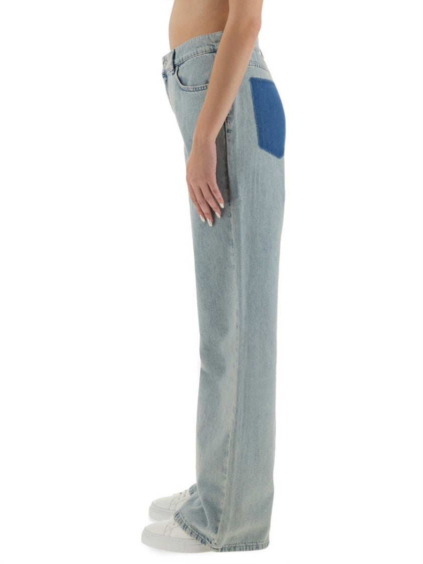 Moschino Wide-Leg Light Blue Denim Jeans