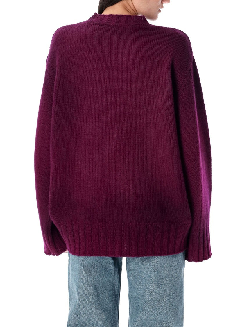 The Attico Ribbed Oversized Sweater In Rich Plum