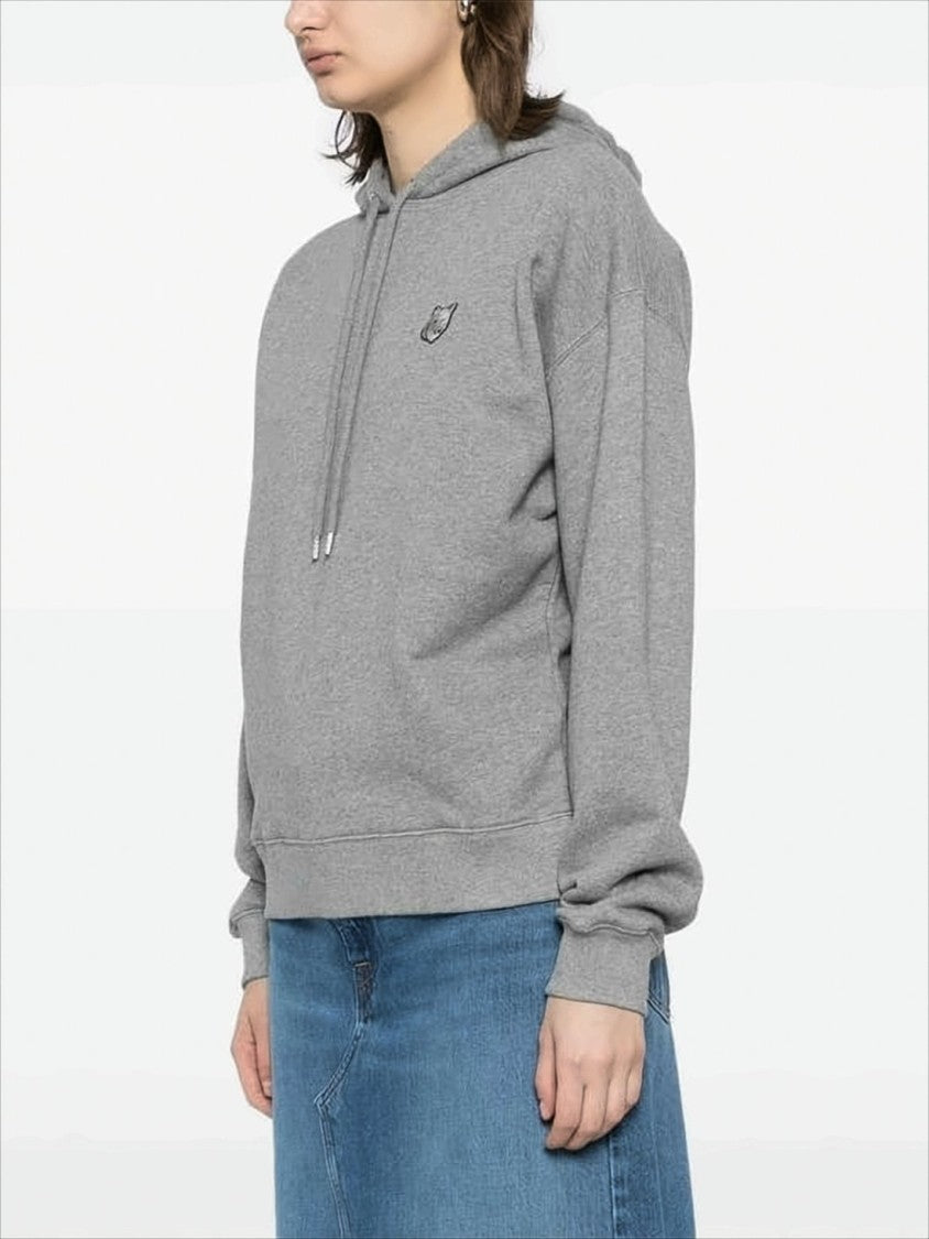 Maison Kitsuné Relaxed Grey Hoodie With Embroidered Fox Emblem