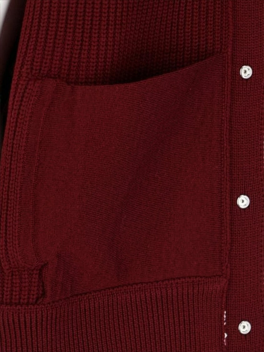 Gucci Burgundy Knit Cardigan With Ribbed Texture