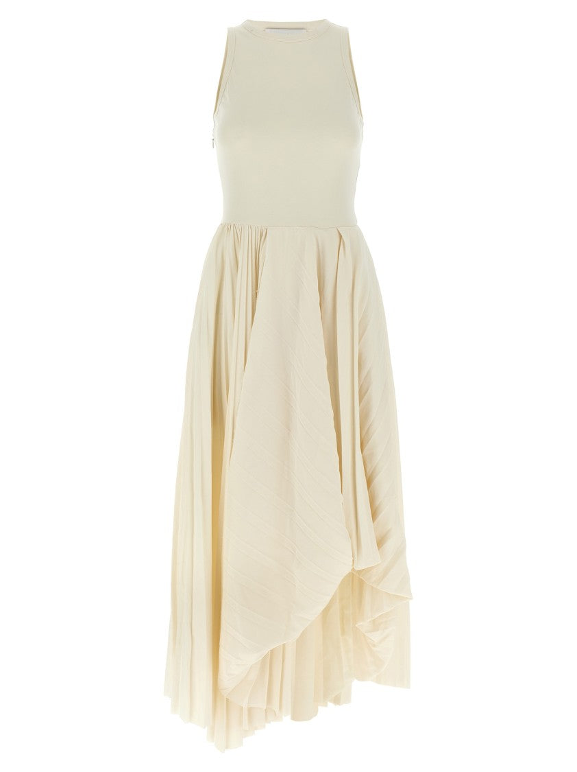 Mcqueen Pleated Cotton Jersey Asymmetrical Dress