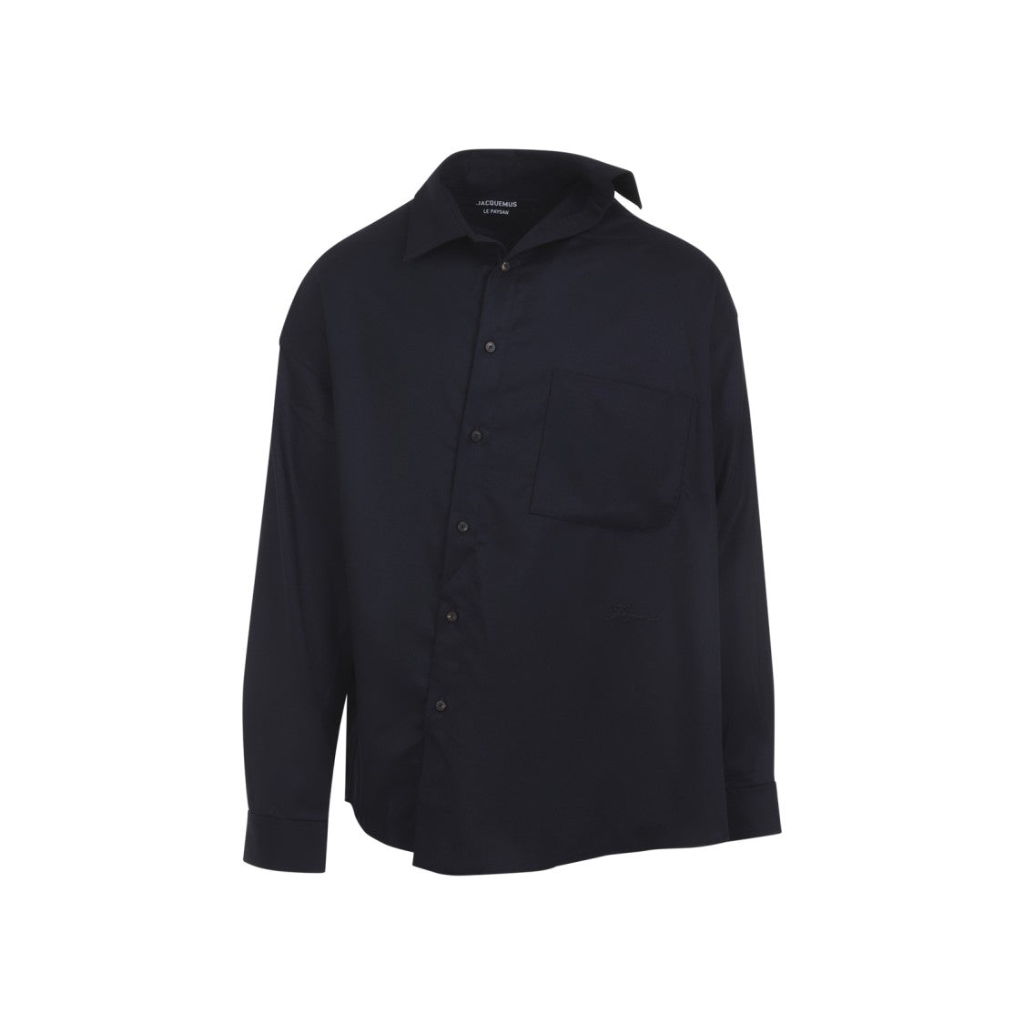 Jacquemus La Chemis Cuadro Navy Blue Virgin Wool Shirt