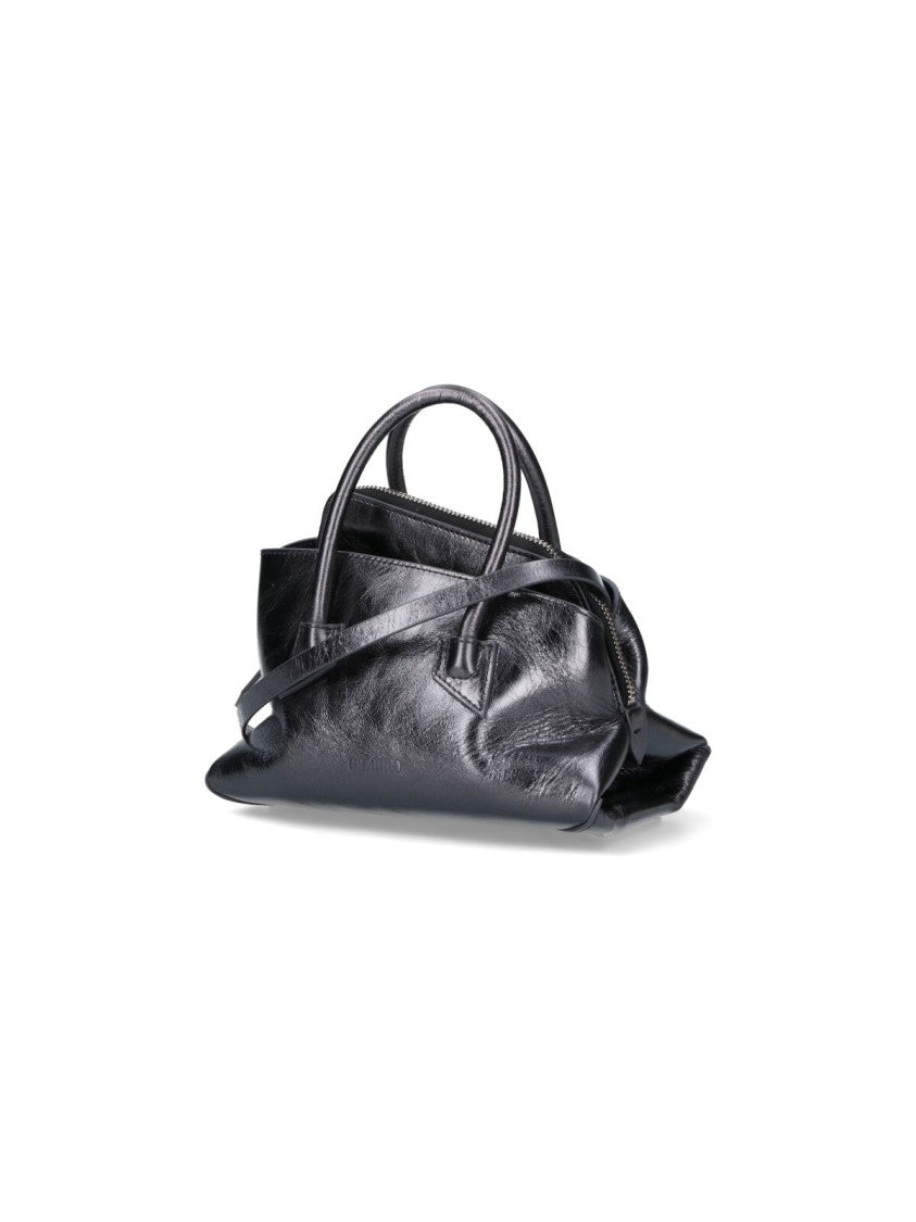 The Attico Mini Crinkle Calf Leather Shoulder Bag With Adjustable Strap
