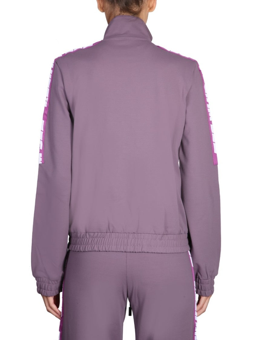 Off-White High Collar Sweatshirt With Logo Bands