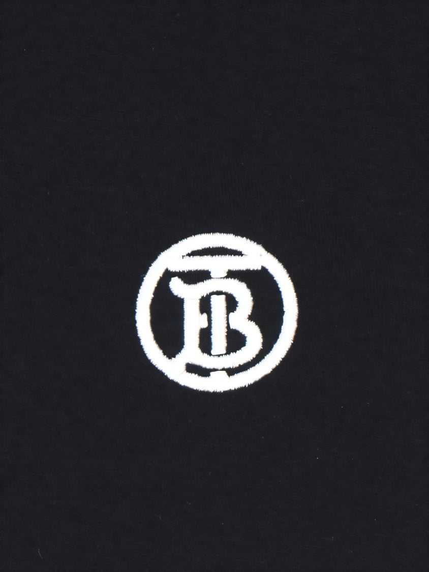 Burberry Black Cotton T-Shirt With Embroidered Logo