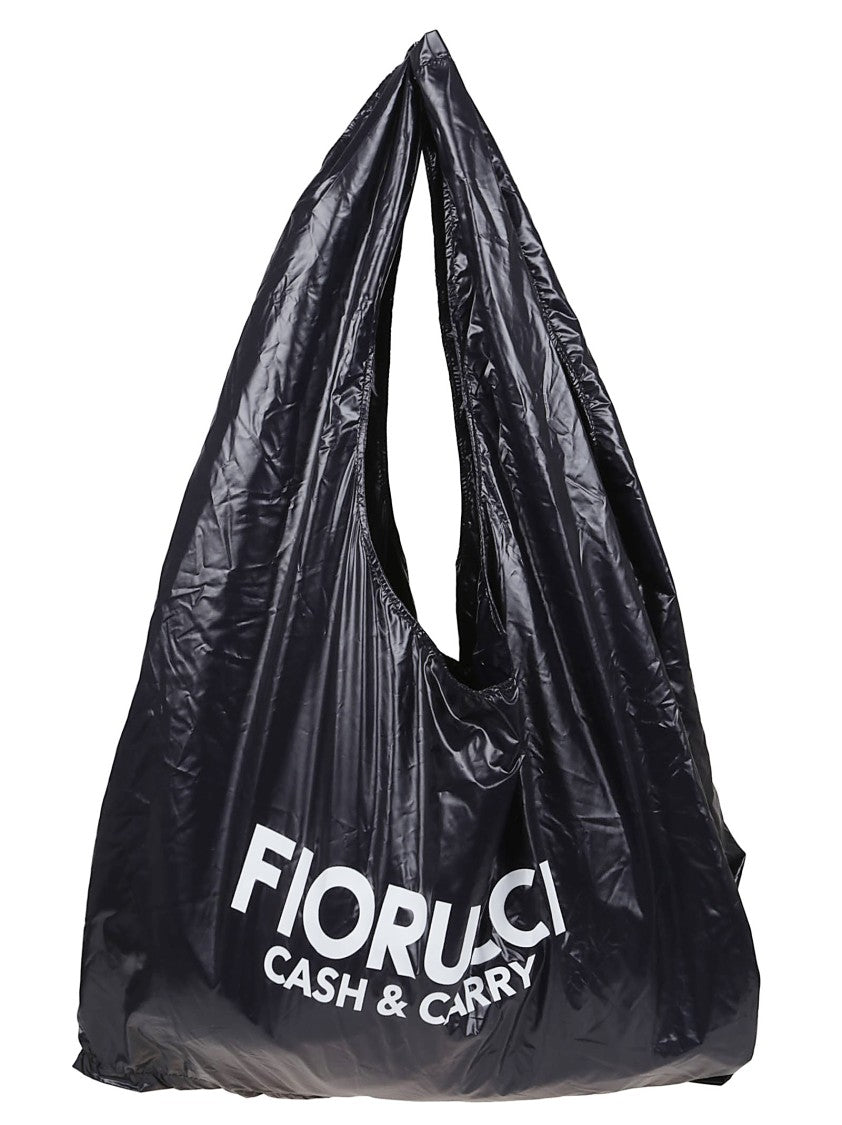 Fiorucci Black Nylon Cash & Carry Print Hobo Bag