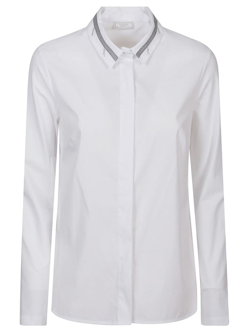 Peserico Long-Sleeved Popeline Shirt With Contrasting Trim