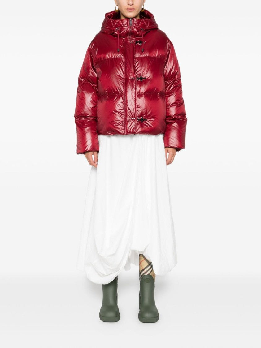 Fay Cropped Red Puffer Jacket With Hood