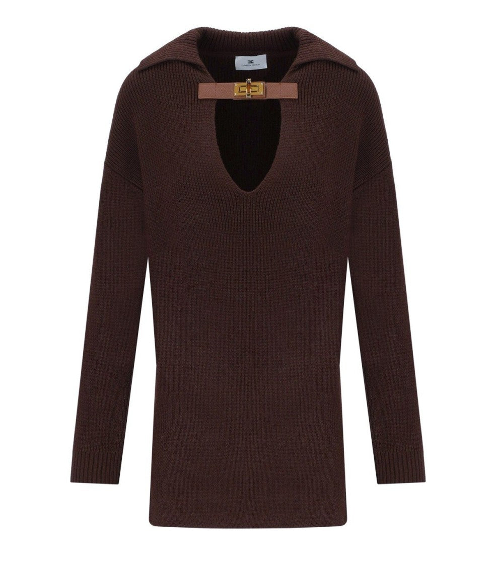 Elisabetta Franchi Coffee Polo Sweater