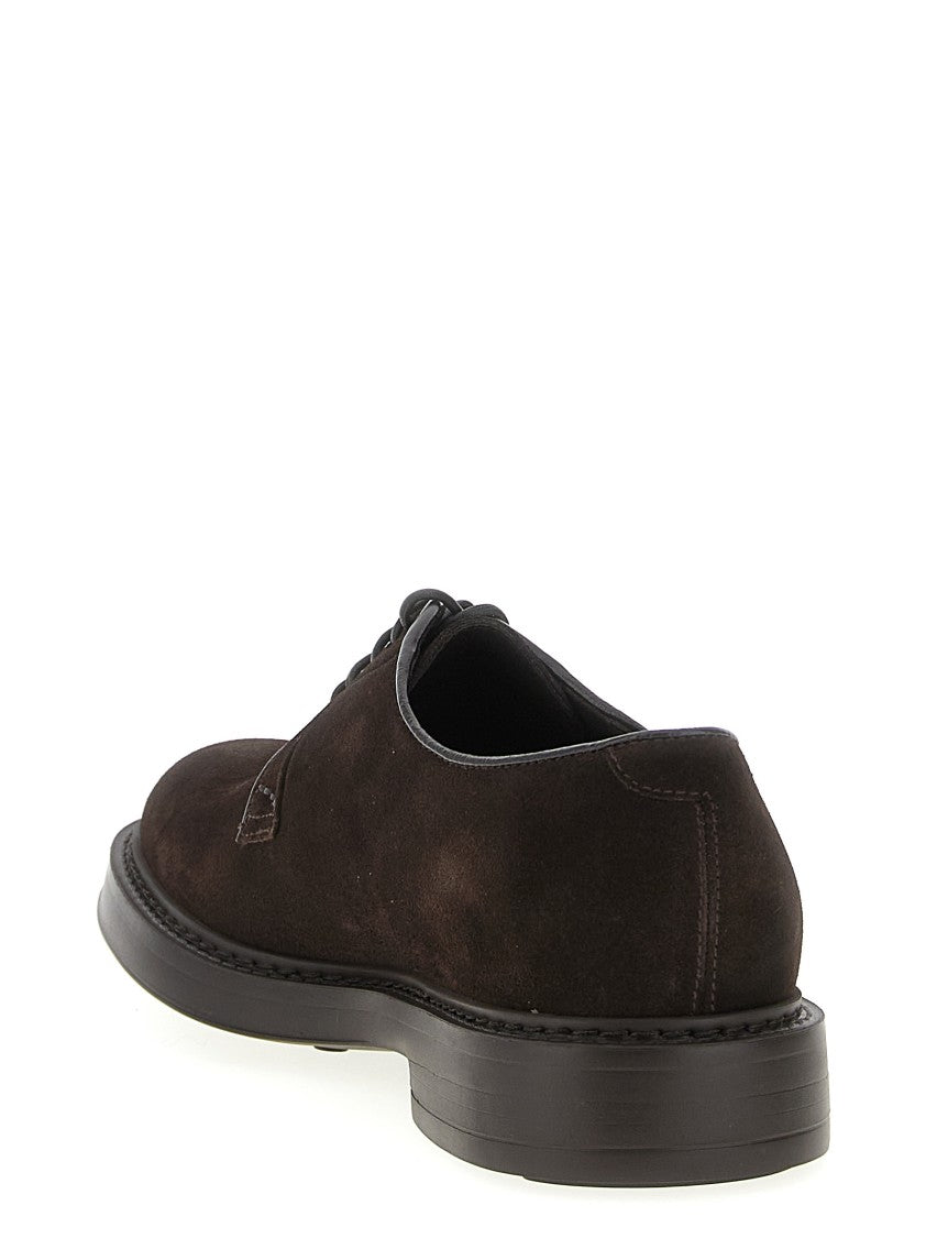 Doucal's Brown Suede Derby Shoes With Blake Construction