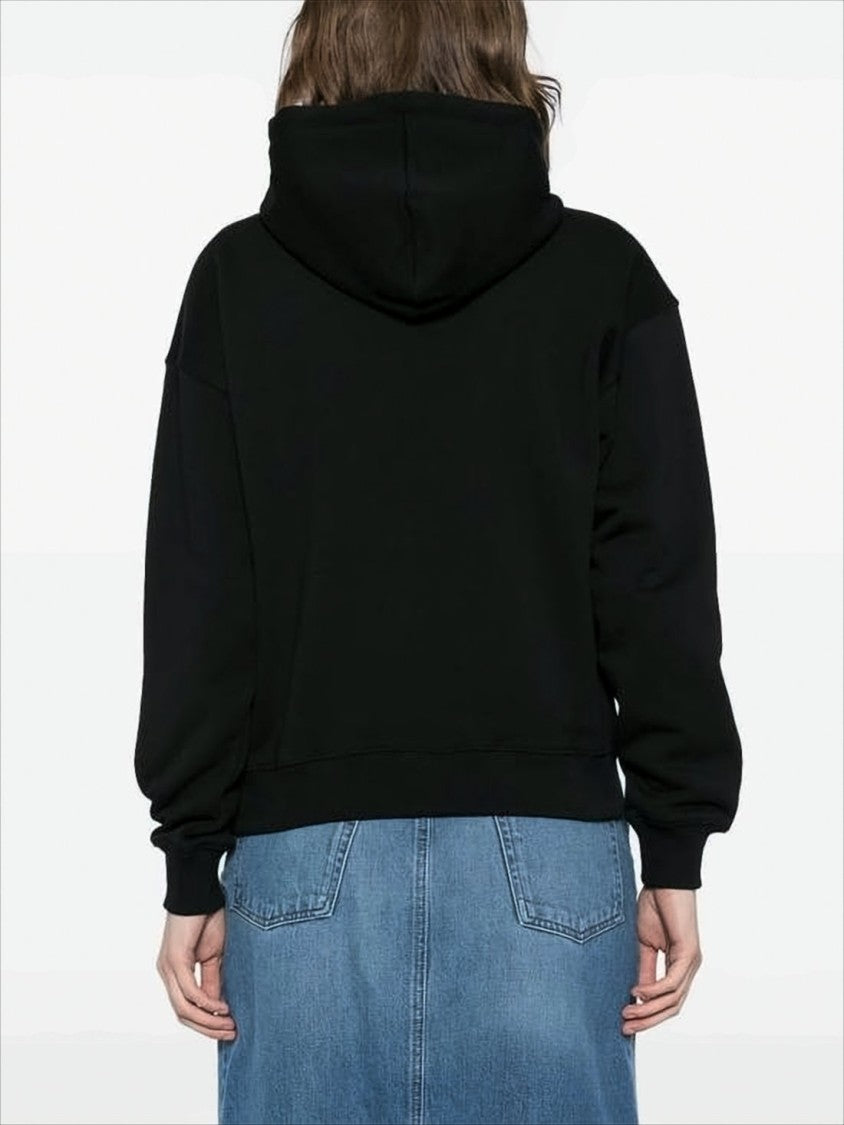 Maison Kitsuné Relaxed Fit Black Hoodie With Drawstring Hood And Embroidered Detail