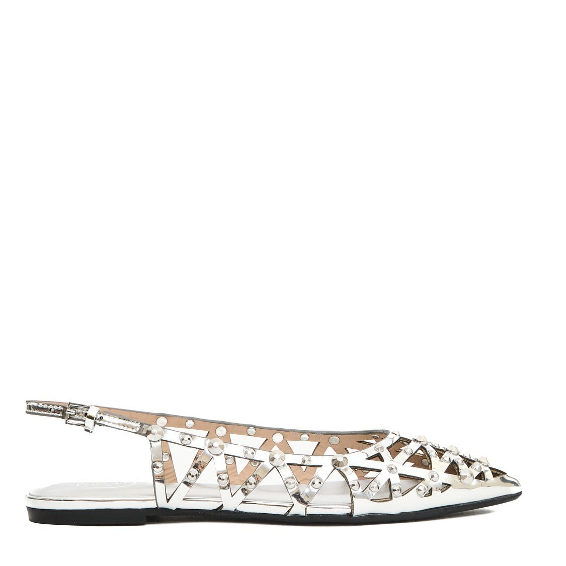 Ash Silver Leather Slingbacks