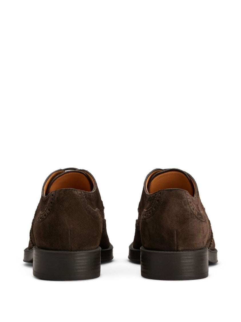 Tod's Brogue Lace-Up Shoes In Rich Suede