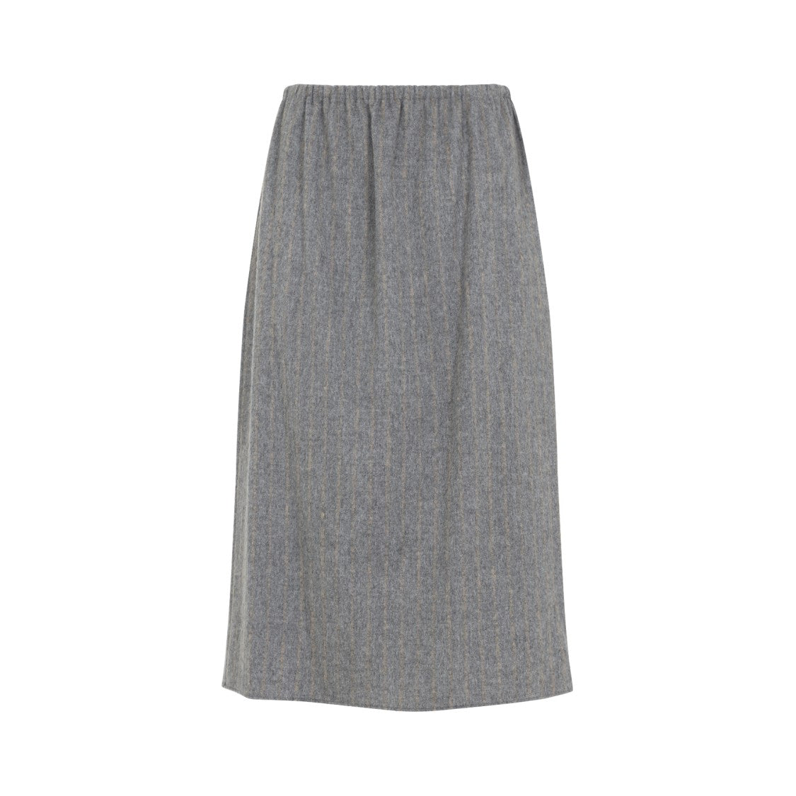 Carven Wool Blend Midi Skirt With Camel Stripe Design