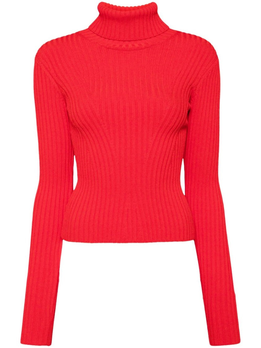 Staud Cardinal Red Roll Neck Sweater