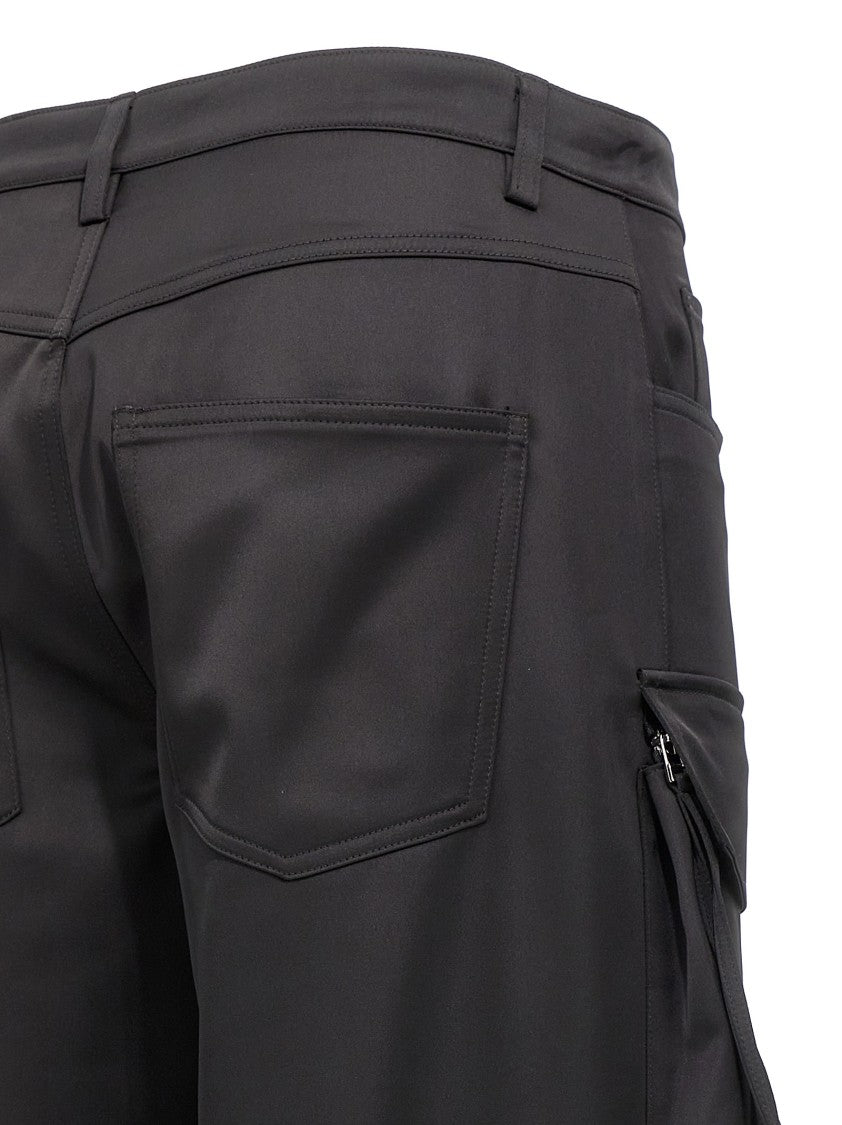 Giuseppe Di Morabito Wide-Leg Black Satin Cargo Pants