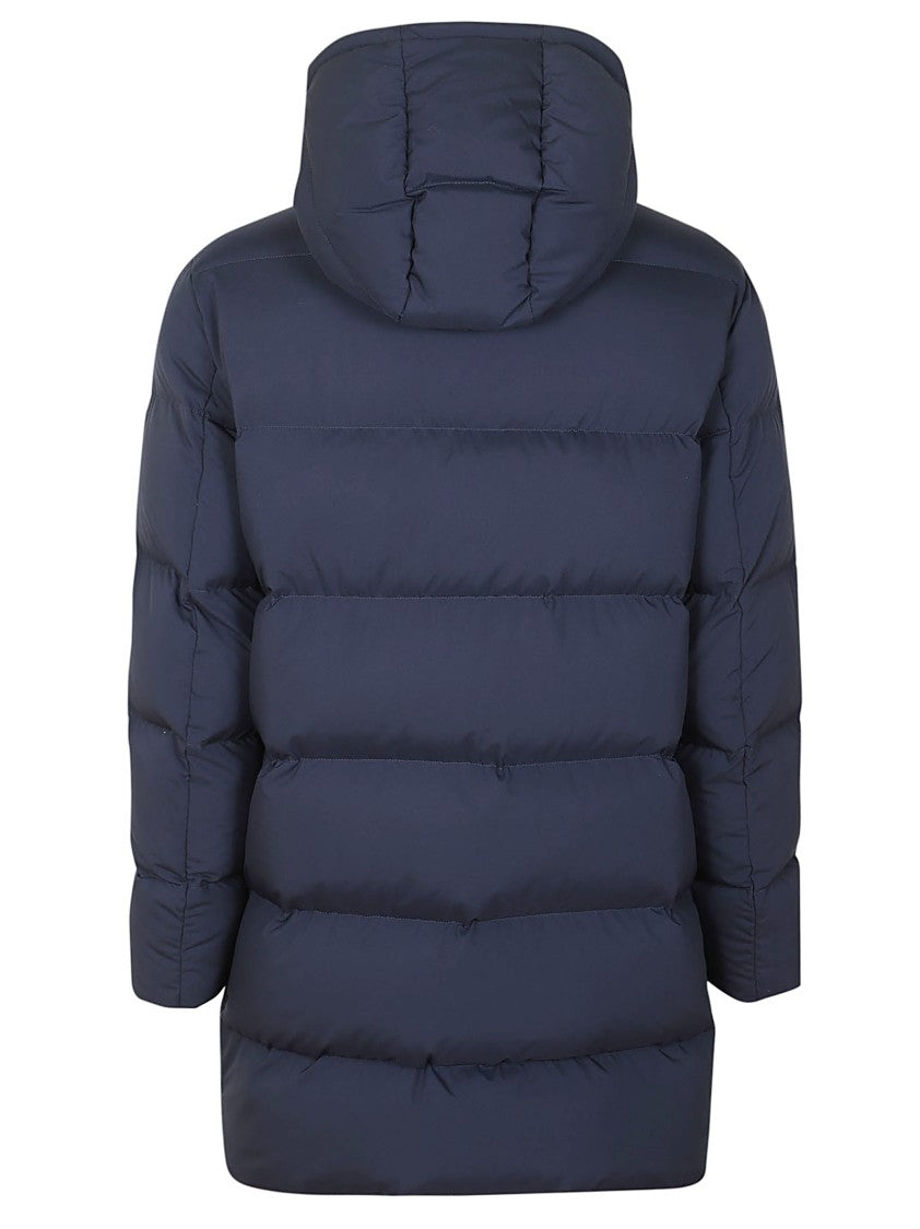 Fay Quilted Hooded Puffer Jacket With Front Button Closure