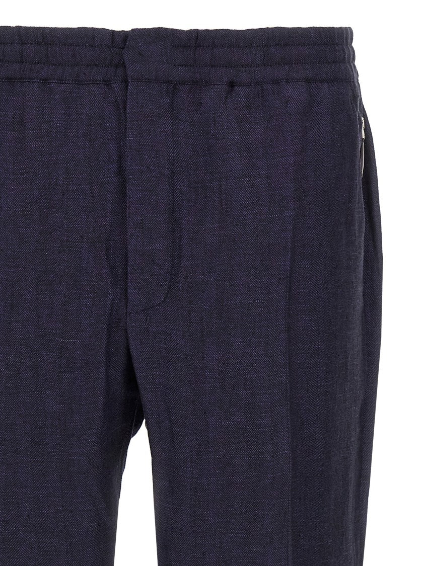 Berluti Herringbone Linen Trousers With Adjustable Waist