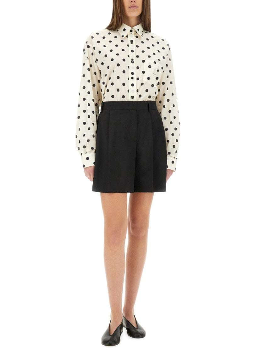 Moschino Black Wool Shorts With Pleated Design