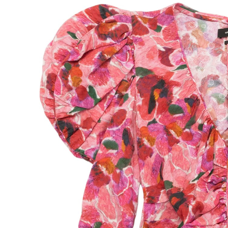 Isabel Marant Dramatic Floral Print Top With Puffy Sleeves