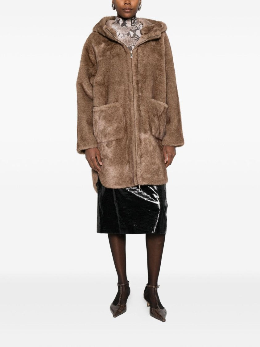 Betta Corradi Plush Faux Fur Brown Coat