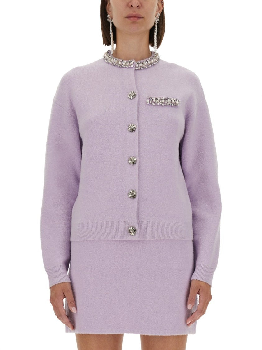 Self-Portrait Knitted Cardigan With Crystals