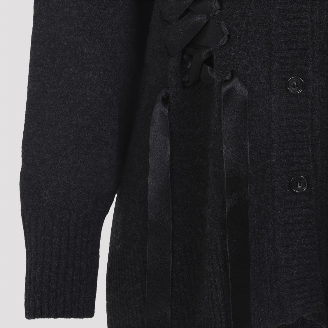 Simone Rocha Knit Cardigan With Corset-Style Satin Ribbon Details