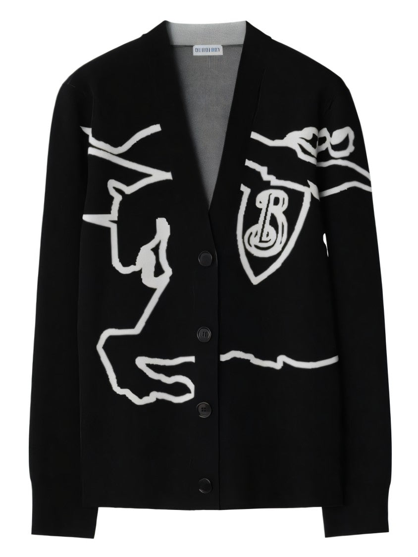 Burberry Graphic Patterned Cardigan With Deep V-Neckline
