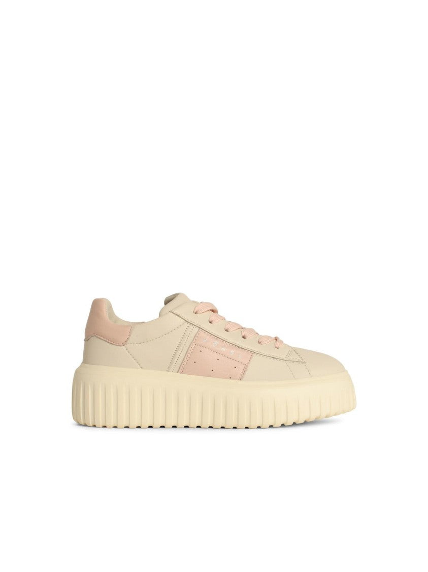 Hogan 'H Stripes' Ivory Leather Sneakers