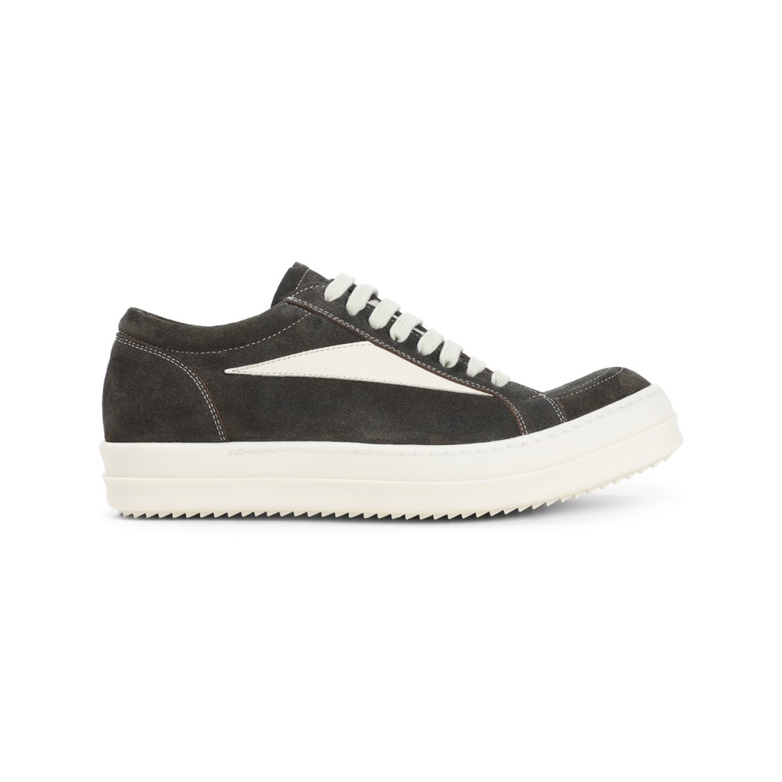 Rick Owens Indigo Blue Suede Leather Vintage Sneakers With Contrasting Details