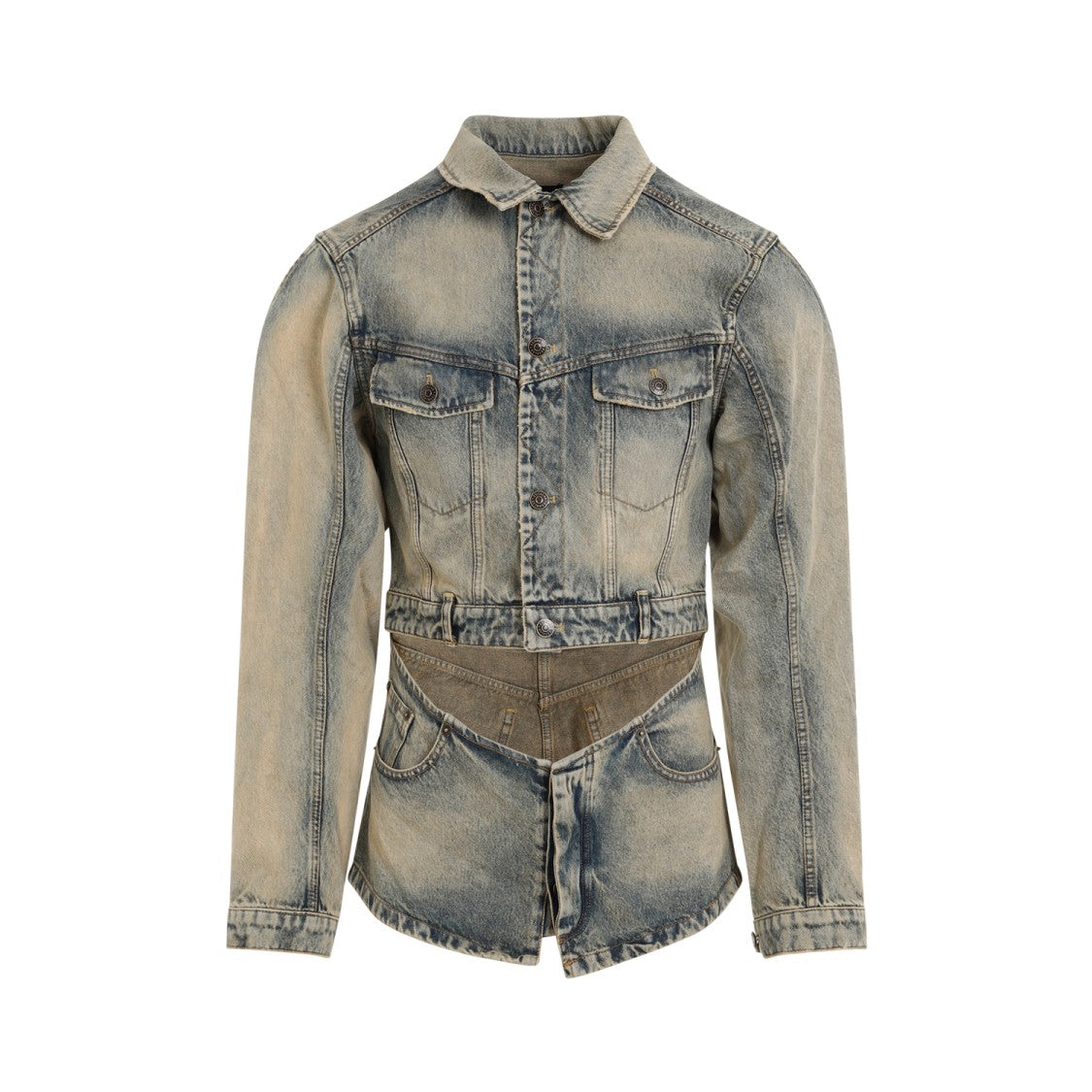 Egonlab Cutout Blue Cotton Denim Jacket